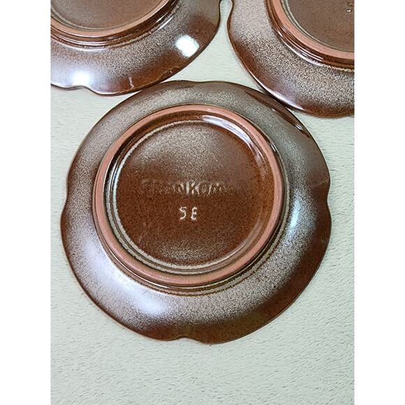 Frankoma Pottery Saucers Plate Plainsman Peach Mountain 5E Brown 5 3/4" Vintage - Picture 8 of 13
